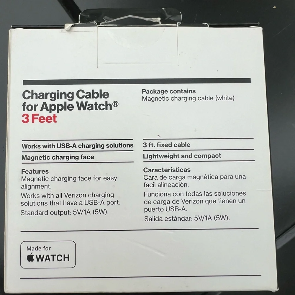 New in box Verizon 3’ White Charging Cable for Apple Watch.